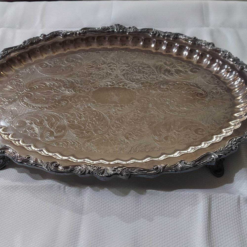Silver Plated, Sheridan Footed Serving Tray
